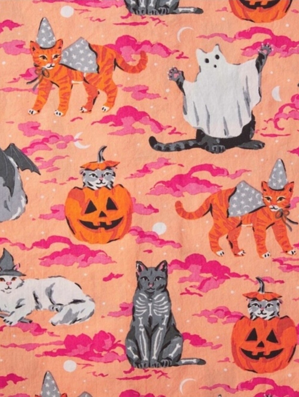 Printfresh Long PJ Set In Halloween Housecats - Picture 4 of 7